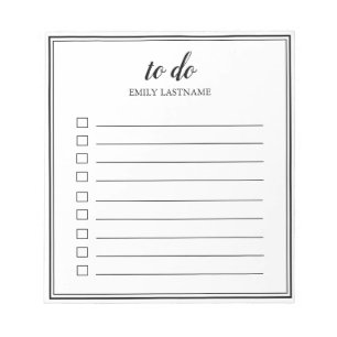 To Do Personalized with Border Black White Notepad