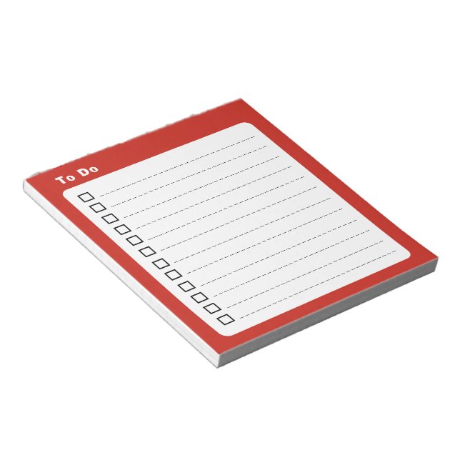 To Do Red Minimalist Notepad (Angled)