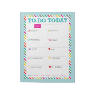To-Do Today - Aqua Bright Stripe Notepad