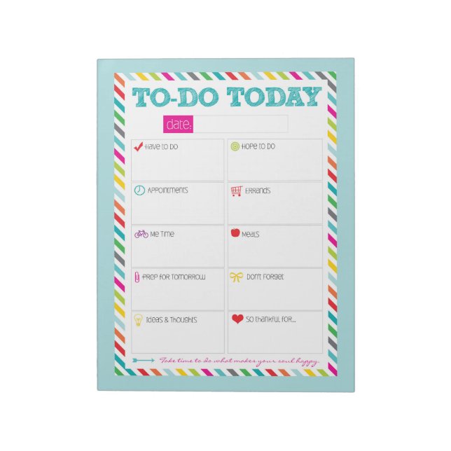 To-Do Today - Aqua Bright Stripe Notepad (Rotated)