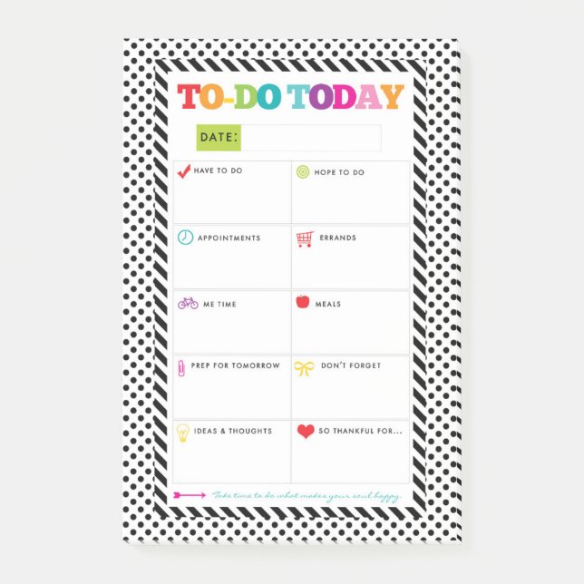 To-Do Today - Polka Dot Rainbow - Daily Plan Notes (Front)