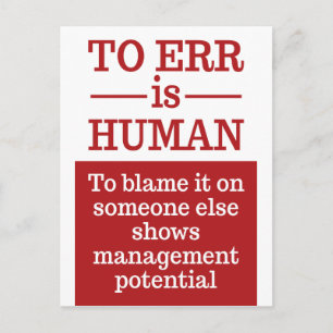 "To err is human" postcard