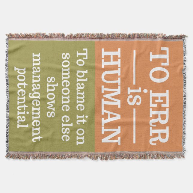 "To err is human" throw blanket (Front)