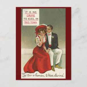 To err is human, to kiss, divine 1909 Vintage Postcard