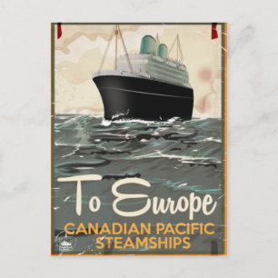 To Europe Vintage Canadian Travel poster Postcard