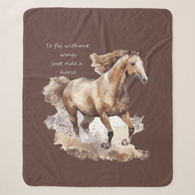 To Fly Without Wings Just Ride a Horse Sherpa Blanket (Front)
