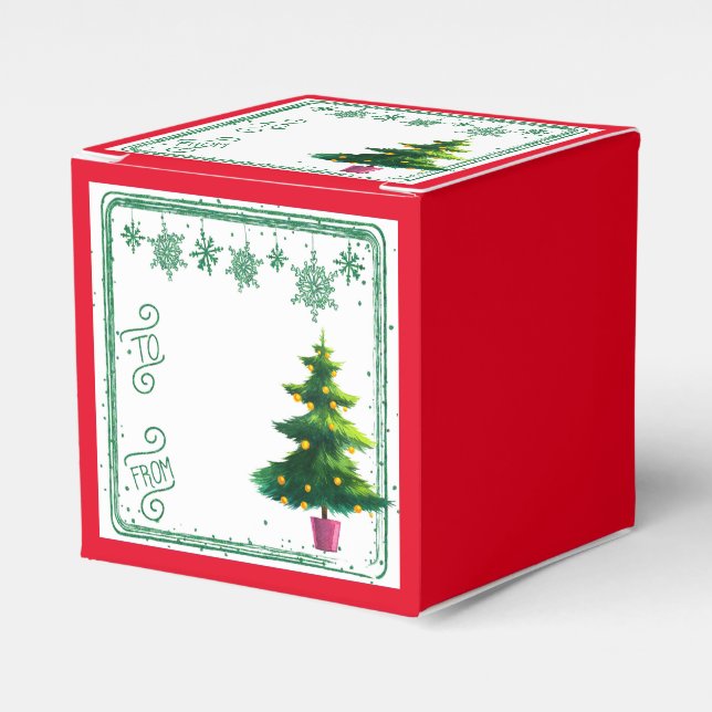 To From Christmas Tree Gift Favor Box (Front Side)