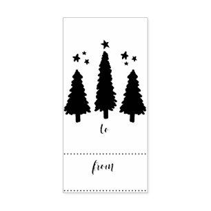 To / From Christmas Tree Gift Tag Rubber Stamp