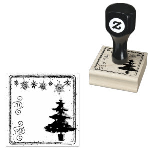 To From Christmas Tree Gift Tag Stamp