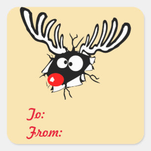 To:/From: Crazy Red Nosed Reindeer Gift Tag