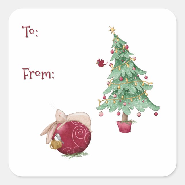To From Custom Funny Christmas Gift Square Sticker (Front)