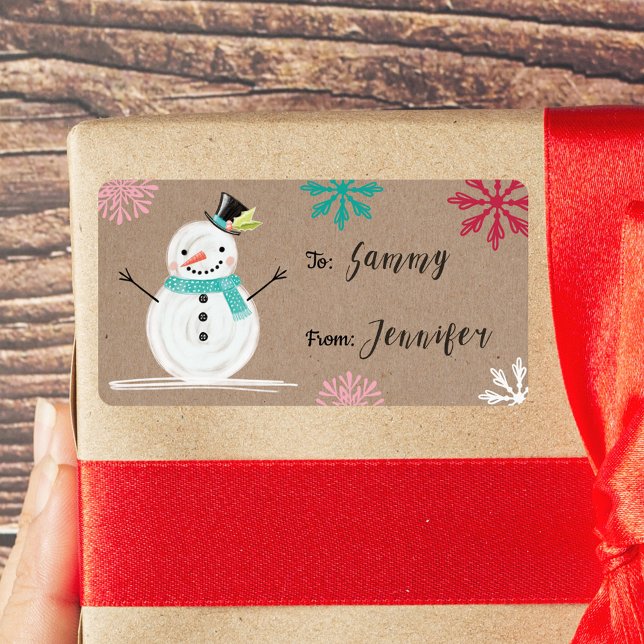 To & From Jolly Snow Man & Snowflakes Label (To & From Jolly Snow Man & Snowflakes Label)