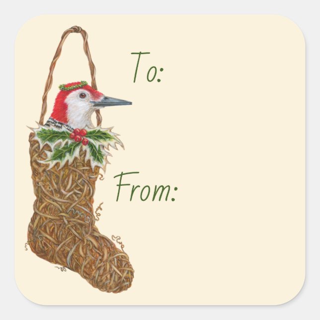 To/From sticker with Christmas stocking (Front)