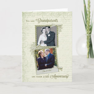 To Grandparents on _th Anniversary-Custom Then&Now Card