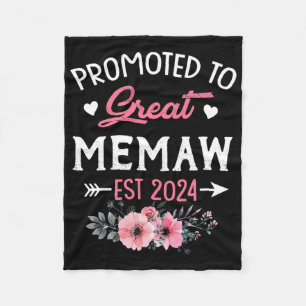 To Great Memaw Est 2024 Flower  Fleece Blanket