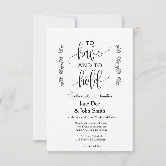 To Have and To Hold Basic Wedding Invitation (Front)