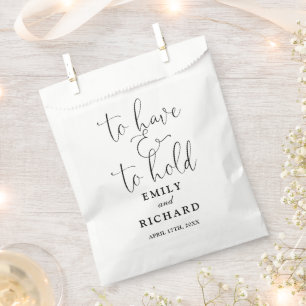 To Have And To Hold Black And White Wedding Favour Bag
