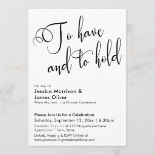 To Have and to Hold Calligraphy Reception Only Invitation
