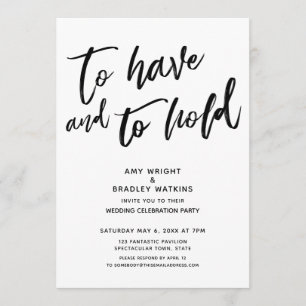To Have and to Hold Handwriting Wedding Reception Invitation