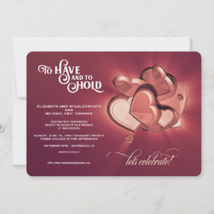 To Have And To Hold Rose Gold Hearts Invitation