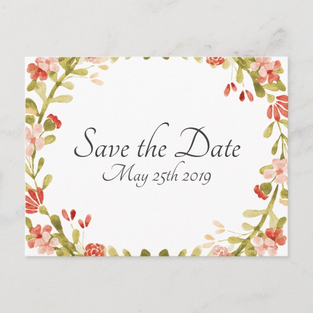 To Have & To Hold Floral Save The Date Postcard (Front)