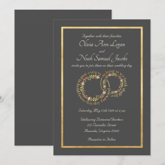 To Have & To Hold Floral Wedding Invitation Grey
