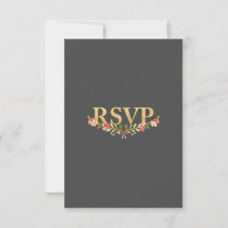 To Have & To Hold Floral Wedding RSVP Card Dk Grey