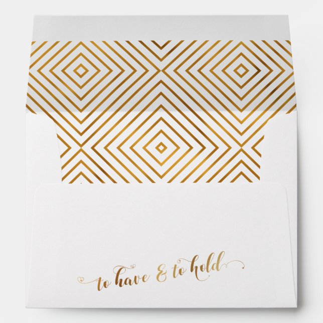To Have & To Hold Gold Hearts Script Personalized Envelope (Back (Bottom))