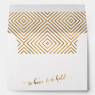 To Have & To Hold Gold Hearts Script Personalized Envelope