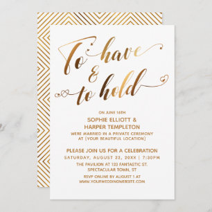 To Have & To Hold White Gold Post-Wedding Event Invitation