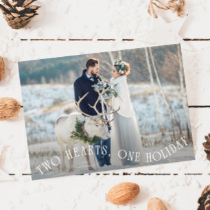To Hearts One Holiday Newlywed Photo Card