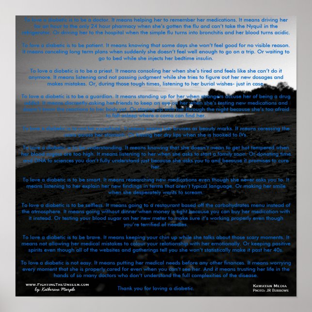 To Love a Diabetic poem Poster (Front)