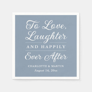To Love Laughter Dusty Blue Wedding Napkins