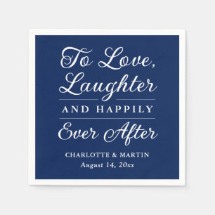 To Love Laughter Navy Blue Wedding Napkin