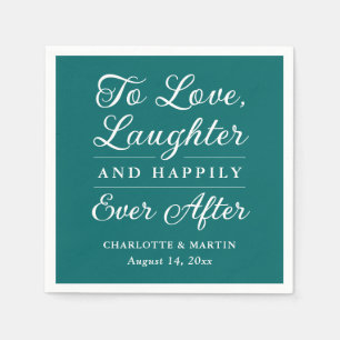 To Love Laughter Teal Wedding Napkins