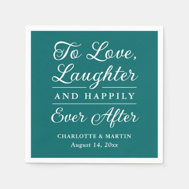 To Love Laughter Teal Wedding Napkins (Front)