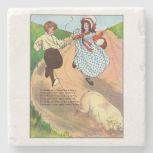 To Market to Market to Buy a fat Pig, Mother Goose Stone Coaster