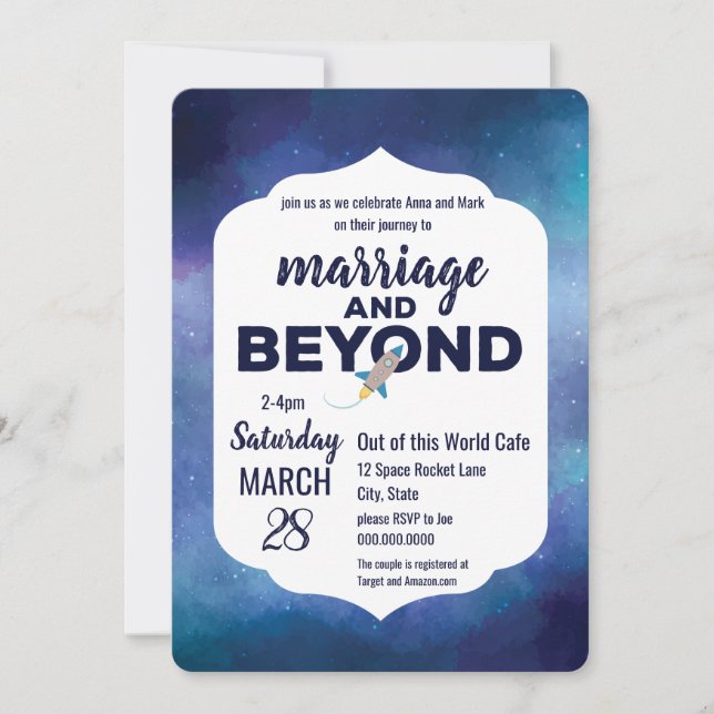 To marriage and Beyond Galaxy Baby Shower Invite (Front)