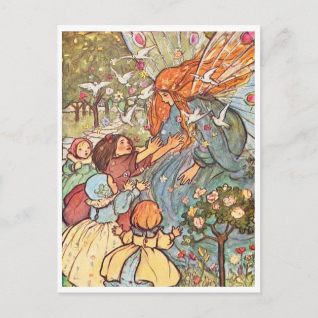 To Meet a Fairy Vintage Illustration Postcard (Front)