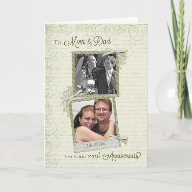 To Mom & Dad on __th Anniversary-Custom Then & Now Card (Front)