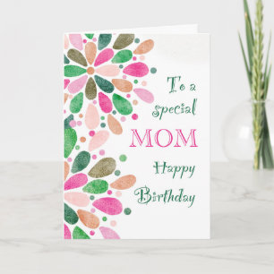 To Mom on Birthday Colourful Card