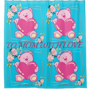 TO MOM WITH LOVE PINK BABYBLUE TEDDY BEAR FLORAL  