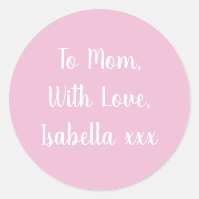 To Mom with Love Pink gift tag sticker (Front)