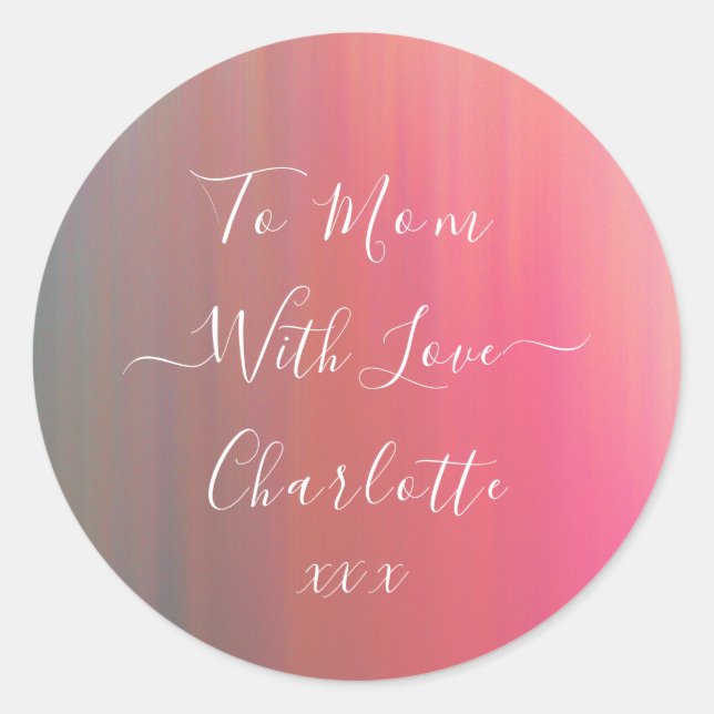 To Mom With Love Pink & Teal Gift Label (Front)