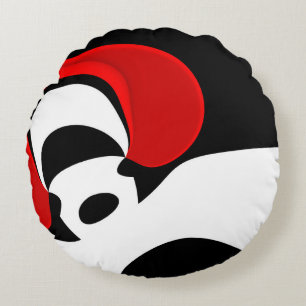 To Mr. Redd: Abstract Black, White & Red Round Pillow