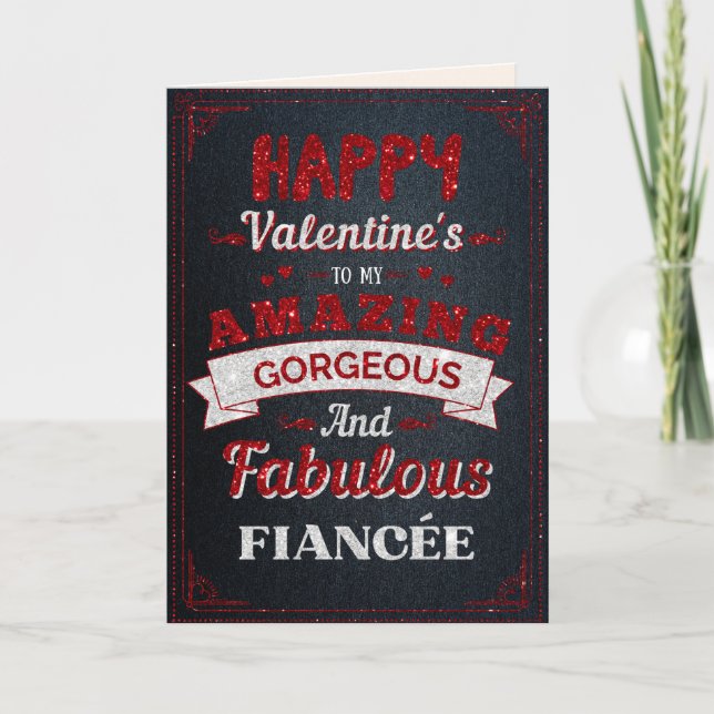 To My Amazing Fiancée Glitter Valentine Card (Front)