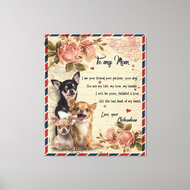 To My Aunt Dog Flower Gift, Aunt Birthday Gift Canvas Print (Front)