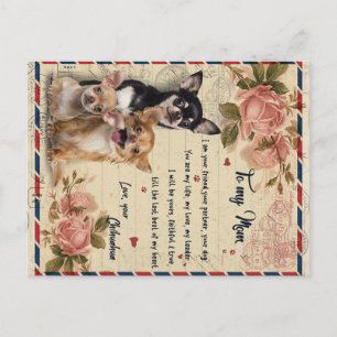 To My Aunt Dog Flower Gift, Aunt Birthday Gift Postcard