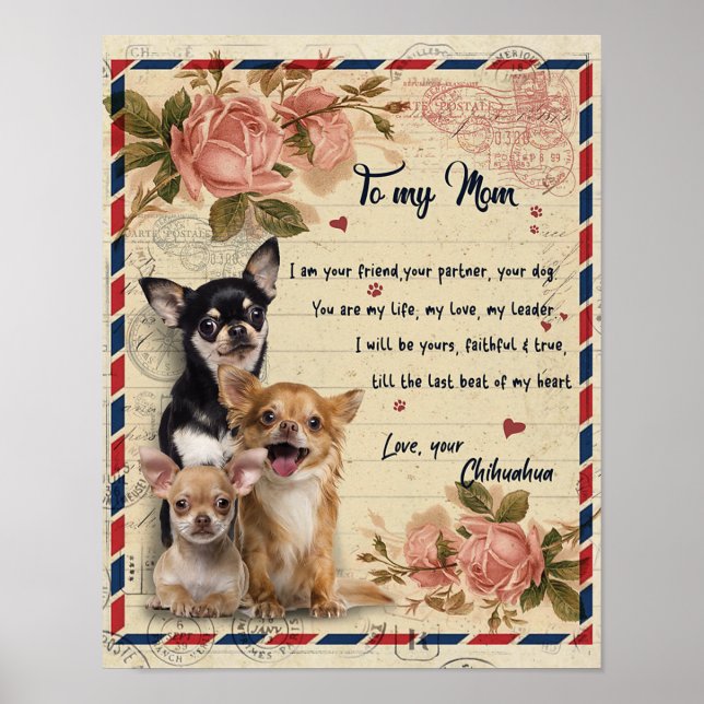 To My Aunt Dog Flower Gift, Aunt Birthday Gift Poster (Front)