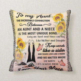 To My Aunt From Niece Sunflower Lover Gift Throw Pillow